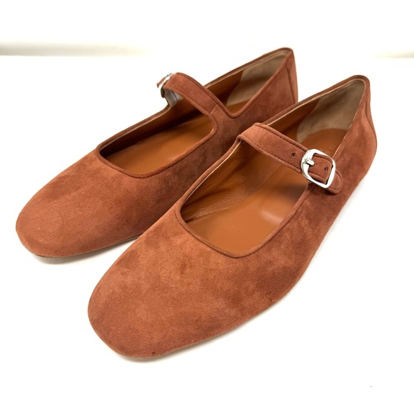 LE MONDE BÉRYL burnt orange/rust suede Mary Jane flats, Italy, size 40, NWOT - Picture 1 of 10